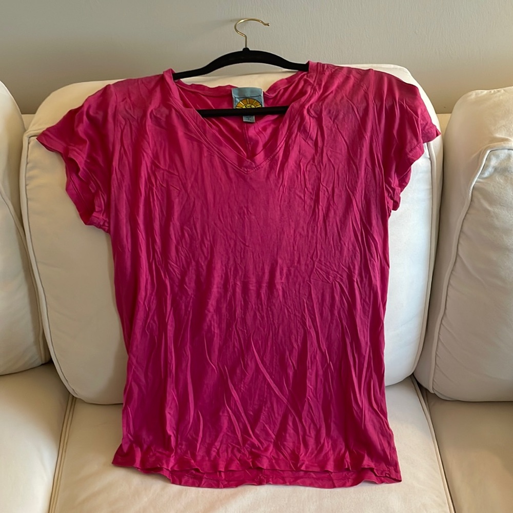 C&C California Pink V Neck Top Size Small